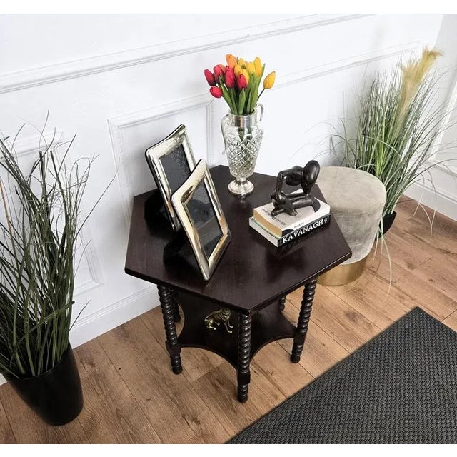 Antique Italian Hexagonal Walnut Coffee Table, 1890s For Sale - Image 6 of 9