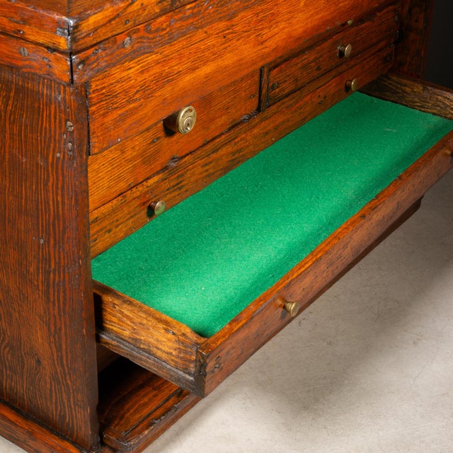 Brown Antique Machinist's Oak Tool Chest c.1920 For Sale - Image 8 of 13