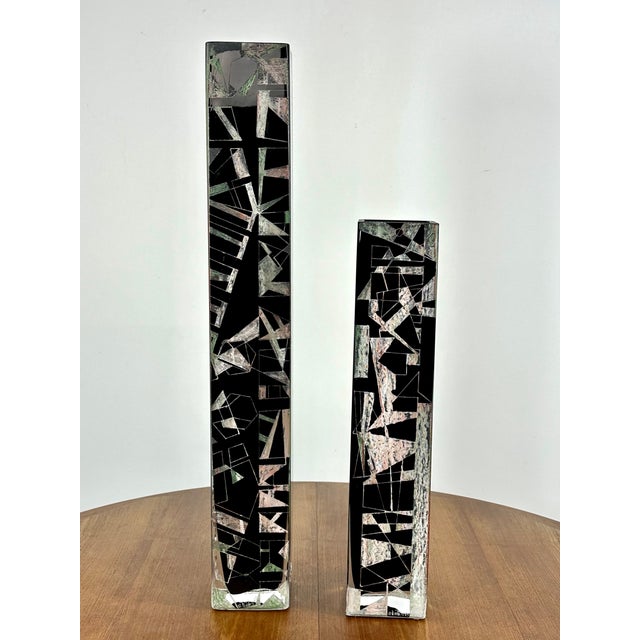 Mid-Century Modern Cubist Vases from Anatole Riecke, 1969, Set of 2 For Sale - Image 3 of 14