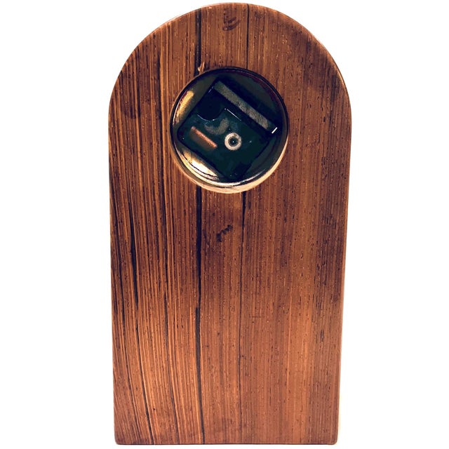 1970's Inlaid Wood Desk Table Clock For Sale - Image 9 of 9