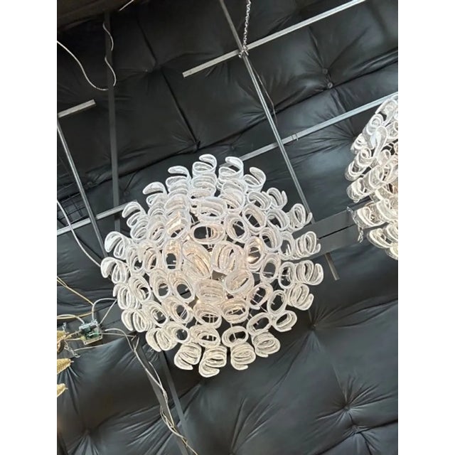 Pair of Murano Spiral Tube Waterfall Chandeliers For Sale In Dallas - Image 6 of 7