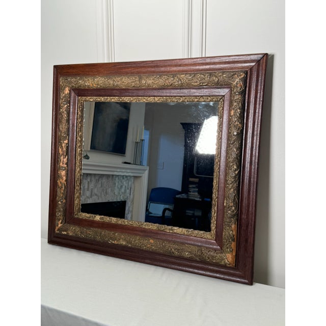 Antique Traditional Victorian Gold Ornate Gesso & Solid Wood Walnut Finish Mirror For Sale - Image 10 of 11