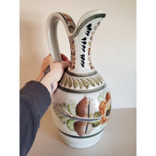 Large Vintage Hand Painted Mexican Jug For Sale In Monterey, CA - Image 6 of 7