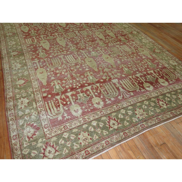 Antique Zabihi Collection Tree Motif Persian Worn Rug For Sale - Image 4 of 6