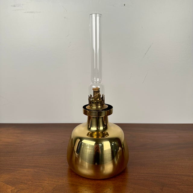 Brass Drastic New Danish Louis Poulsen & Co. Petronella Oil Lamp by Henning Koppel Glass and Brass For Sale - Image 8 of 12
