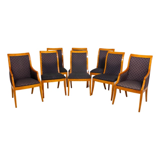 Set of 8 Hickory White Biedermeier Style Dining Room Chairs For Sale