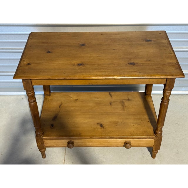 Antique Pine Side Table With Drawer From England For Sale - Image 4 of 18