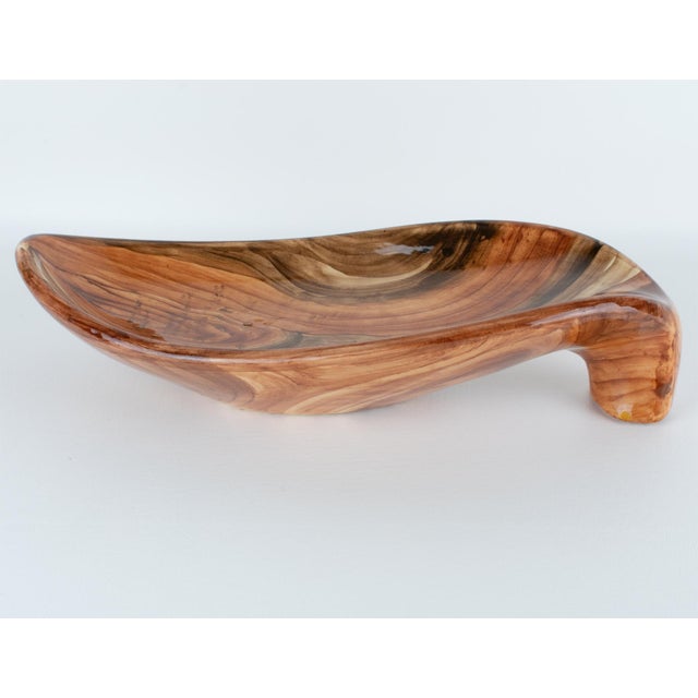 Brown Saint-Jean-du-Desert, Marseille Ceramic Centerpiece, Faux-Wood Decor, circa 1950 For Sale - Image 8 of 15