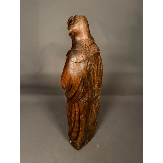 Early 19th Century Flemish Hand-Carved Oak Statue of Saint Agnes, Circa 1820 For Sale - Image 14 of 16