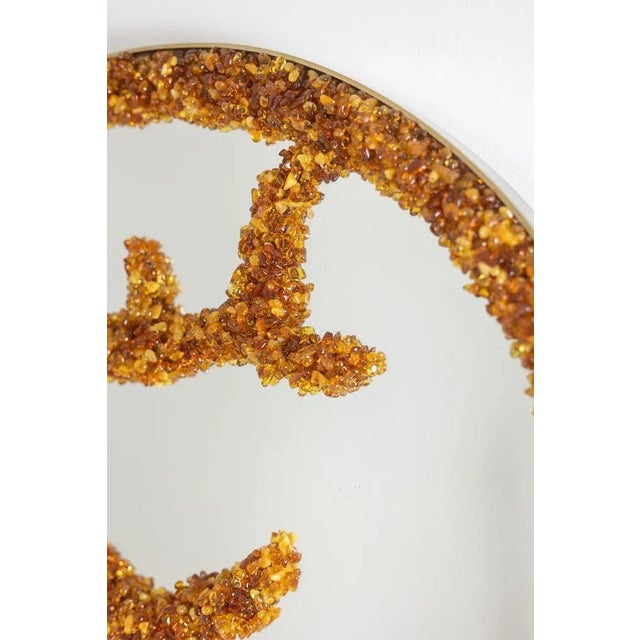 Glass Circular Mirror in Semi-Precious Stones For Sale - Image 7 of 10