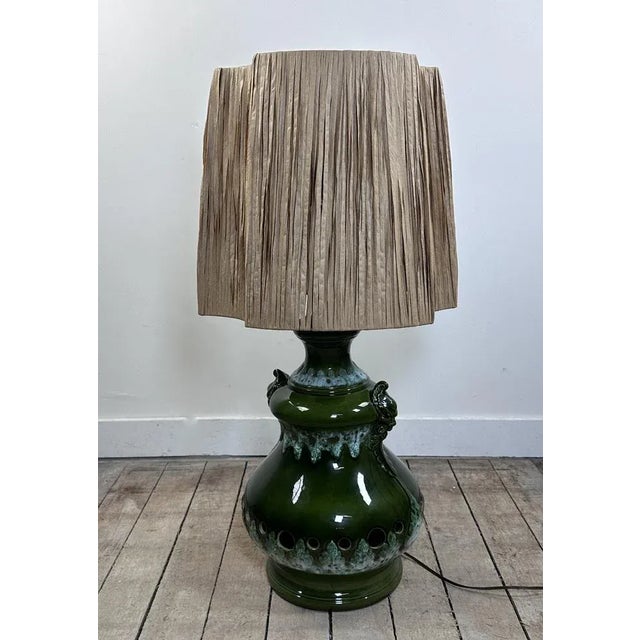 Vintage Shaded Green Ceramic Lamp, 1960s For Sale - Image 10 of 10