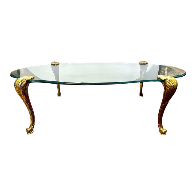 Mid Century Bronze and Glass Coffee Table Attributed to P. E. Guerin. For Sale