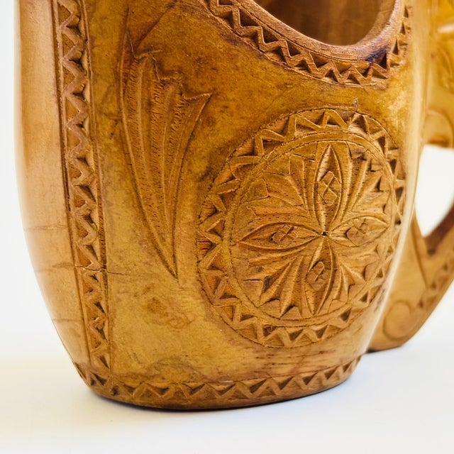 Yugoslavian Folk Art Carved Wood Wedding Cup For Sale In San Francisco - Image 6 of 10