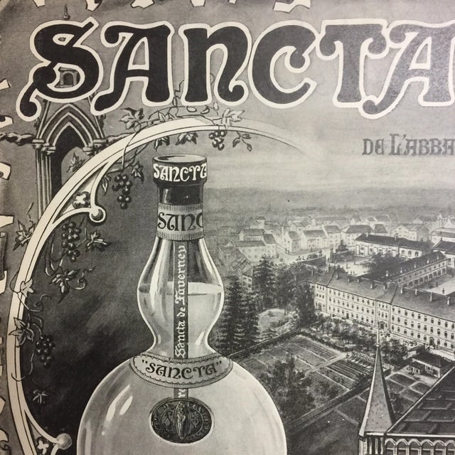 Art Nouveau Original 1920 French Sancta Liqueur Ad For Sale - Image 3 of 7