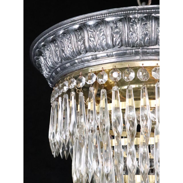 Neoclassical Crystal Wedding Cake Flush Mount Chandelier For Sale - Image 10 of 13