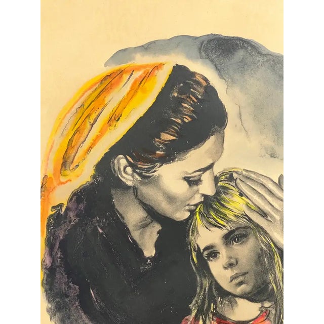 Sandu Liberman " Mother and Daughter" Lithograph Signed & Framed - Artist Proof 1960's For Sale - Image 4 of 14