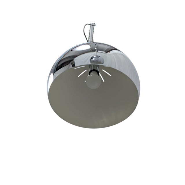 Chrome Steel Pendant Lamps, 1970s, Set of 2 For Sale - Image 3 of 9