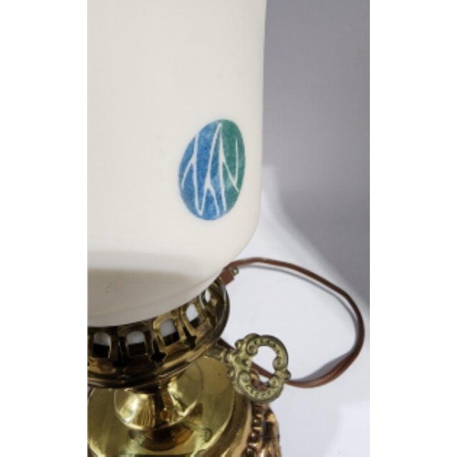 Vintage Art Deco Accurate Brass Boudoir Lamp, Custard Glass Shade For Sale - Image 13 of 16