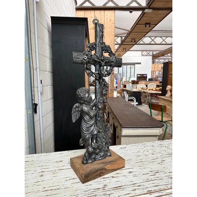 Antique Cast Iron Cross, 1890s For Sale - Image 5 of 5