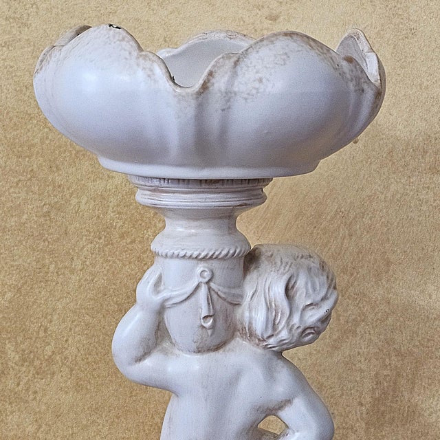 1960s Arnel’s Ceramic Cherub Pedestal Compote Bowl, Canby Oregon For Sale - Image 10 of 18
