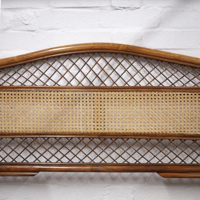 Mid-Century Vintage Bamboo and Rattan Double Bed Headboard, 1960s For Sale - Image 6 of 11