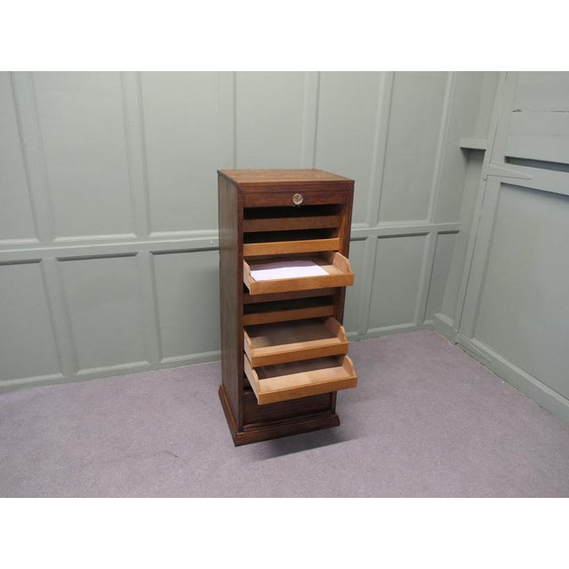 Art Deco Tambour-Fronted Oak Filing Cabinet, 1930 For Sale - Image 6 of 7