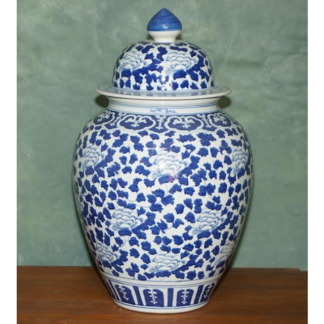 Large Chinese Style Blue and White Temple Jars from Ralph Lauren, Set of 2 For Sale - Image 13 of 18