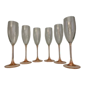 Luminarc D’arques France Pink Blush Stem Champagne Flutes, a Set of 6