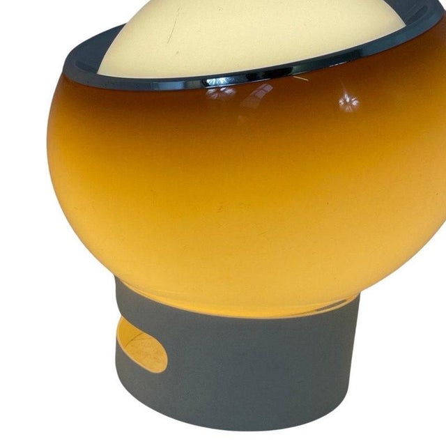 Late 20th Century Italian Space Age White Acrylic Clan Lamp with Brown Shade from Guzzini, 1970s For Sale - Image 5 of 9