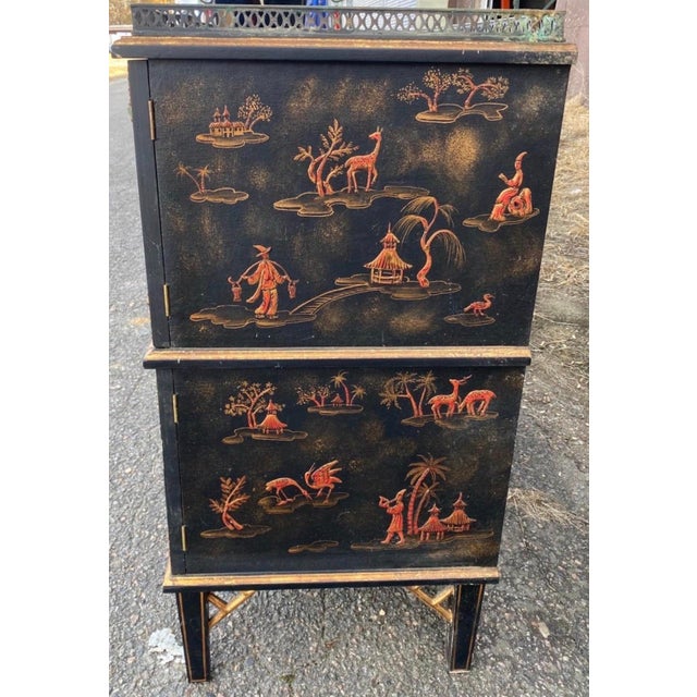 Black Vintage Chinoiserie Cabinet in the Manor of Maitland Smith For Sale - Image 8 of 12
