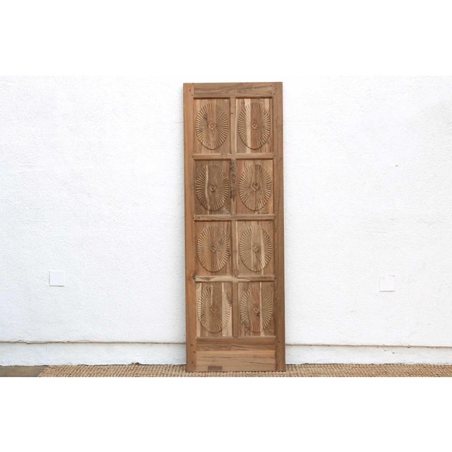 Indian Handcarved Teak Indo-Portuguese Tall Door For Sale - Image 3 of 9