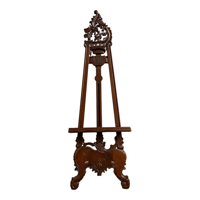 Antique Victorian Carved Mahogany Adjustable Artist’s Display Easel, Circa 1880–1900 For Sale