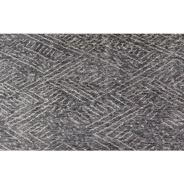 Blue Modern Gray-Blue Rug Crosshatch Design by Keivan Woven Arts 6'0 X 9'0 For Sale - Image 8 of 11