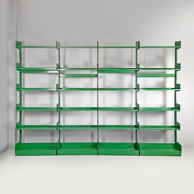 Italian Modern Green Metal Bookcase, 1970s, Set of 4 For Sale - Image 4 of 18