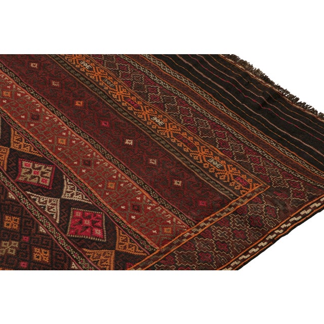 1950s Vintage Baluch Tribal Kilim in Brown, Red & Orange Patterns by Rug & Kilim For Sale In New York - Image 6 of 8