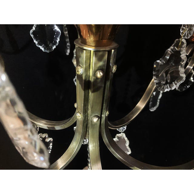 1940s Chandelier in Brass, Copper and Crystal, 1940s For Sale - Image 5 of 18