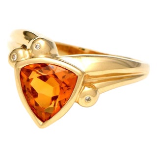14KY Citrine(1.90) & Diamond Accent Ring, size 7 For Sale