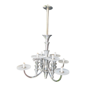 Vintage Arts Deco 8 Light Chrome Chandelier