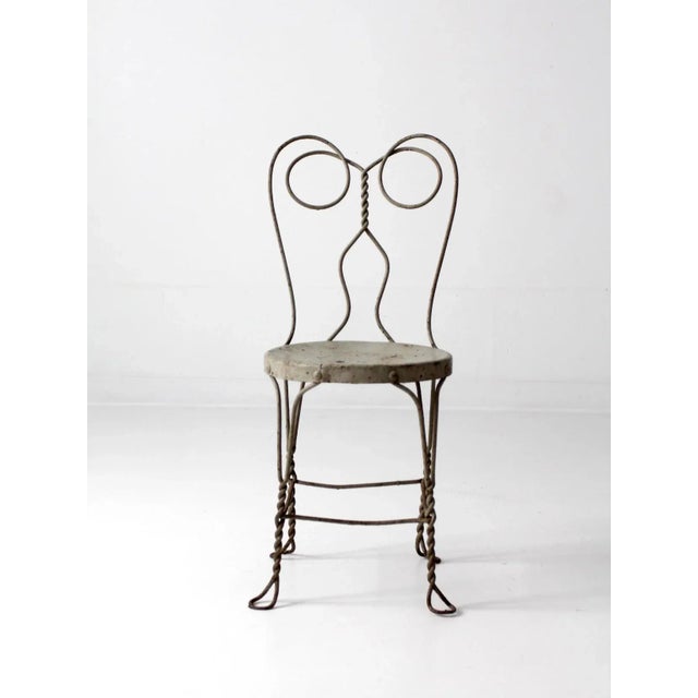 Farmhouse Antique Gray Ice Cream Parlor Chair For Sale - Image 3 of 7