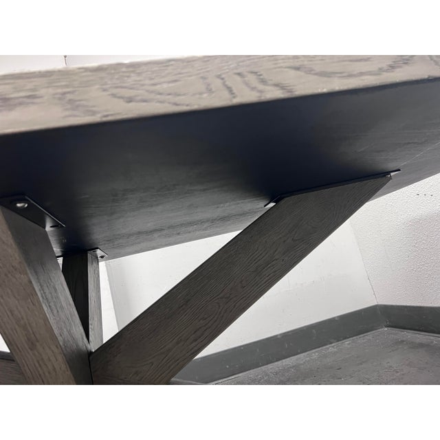 Restoration Hardware Luay AlRawi 1960s French X Base Table in a Weathered Oak Finish Chairish