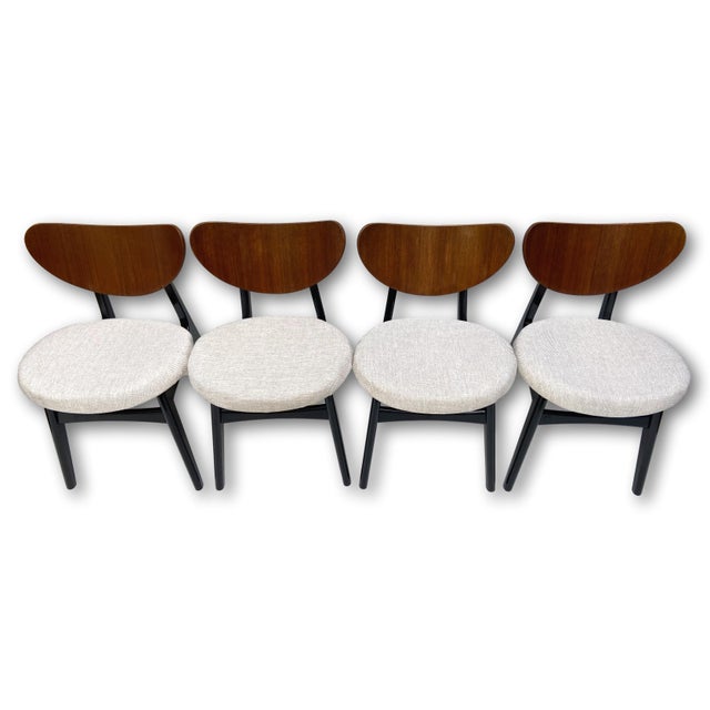 1950s Vintage G Plan Butterfly Chairs With Black Legs and Dark Wood