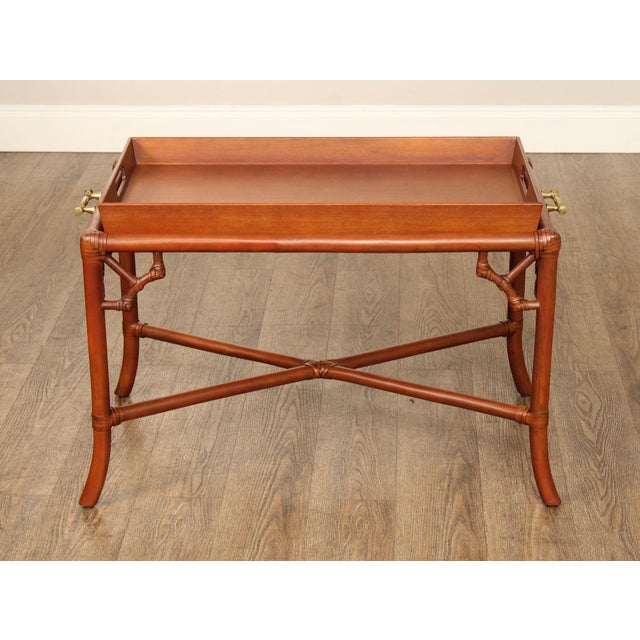 Hollywood Regency Rattan Tray Table For Sale - Image 11 of 12