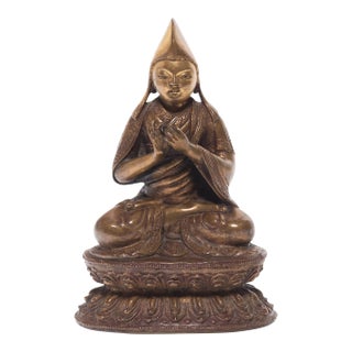 Early 20th Century Tibetan Seated Lama Figure For Sale