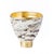 An elegant marble ceramic cachepot with gold leaf accents. Makes an impressive centerpiece or mantle accent piece.