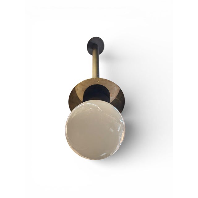 Bauhaus Urban Electric Co. Pipe Hang Opal Glass Pendant Light For Sale - Image 3 of 5