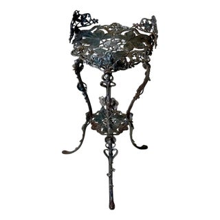 Art Nouveau Cast Iron Plant Stand with Chestnut Leaves, 1880s For Sale