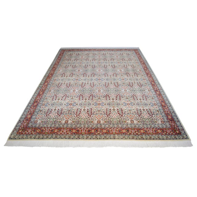 1970s Collectible Vintage Turkish Hereke Rug Hand Knotted Area Oversize Rug Large Living Room Rug - 10′8″ × 15′5″ For Sale - Image 6 of 18