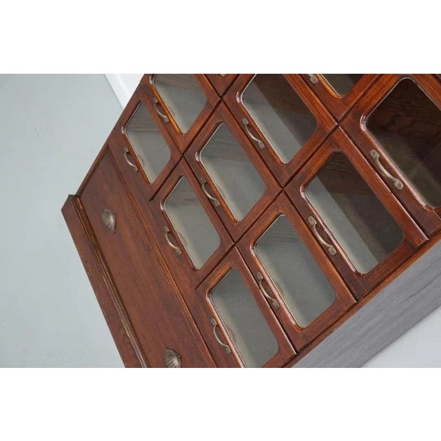 English Haberdashery Shop Cabinet with Glass Fronted Drawers, 1930s For Sale - Image 3 of 18
