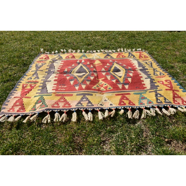 Textile 1960s Southwestern Traditional Handmade Cappadocia Kilim Rug For Sale - Image 7 of 10