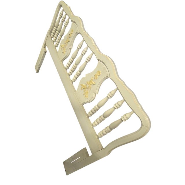 Shabby Chic Vintage Cottage-Style Full/Queen Headboard With Floral Detail For Sale - Image 3 of 3